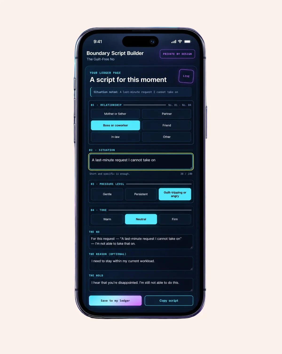 The Boundary Script Builder — concept mockup